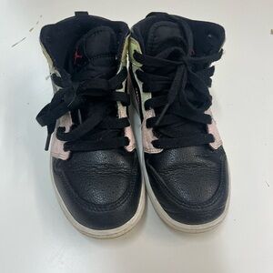 Nike Air Jordan Sneaker ,little kids , black with light green and red, no box,